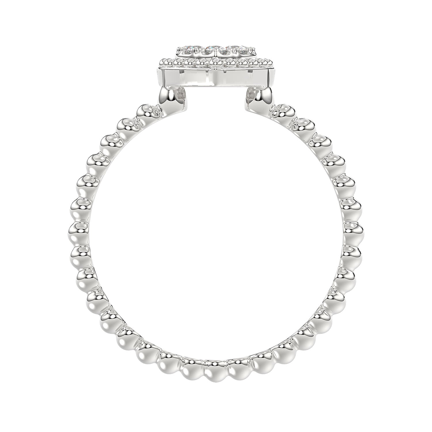 Ladies Halo Ring 0.10Ct Heart Shape Round Diamond Sterling Silver White