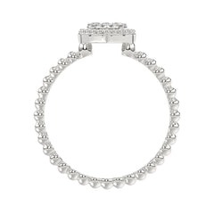 Ladies Halo Ring 0.10Ct Heart Shape Round Diamond Sterling Silver White