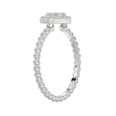 Ladies 0.10Ct Round Diamond Halo Heart Ring Sterling Silver Stylish Women’S Engagement & Promise Ring