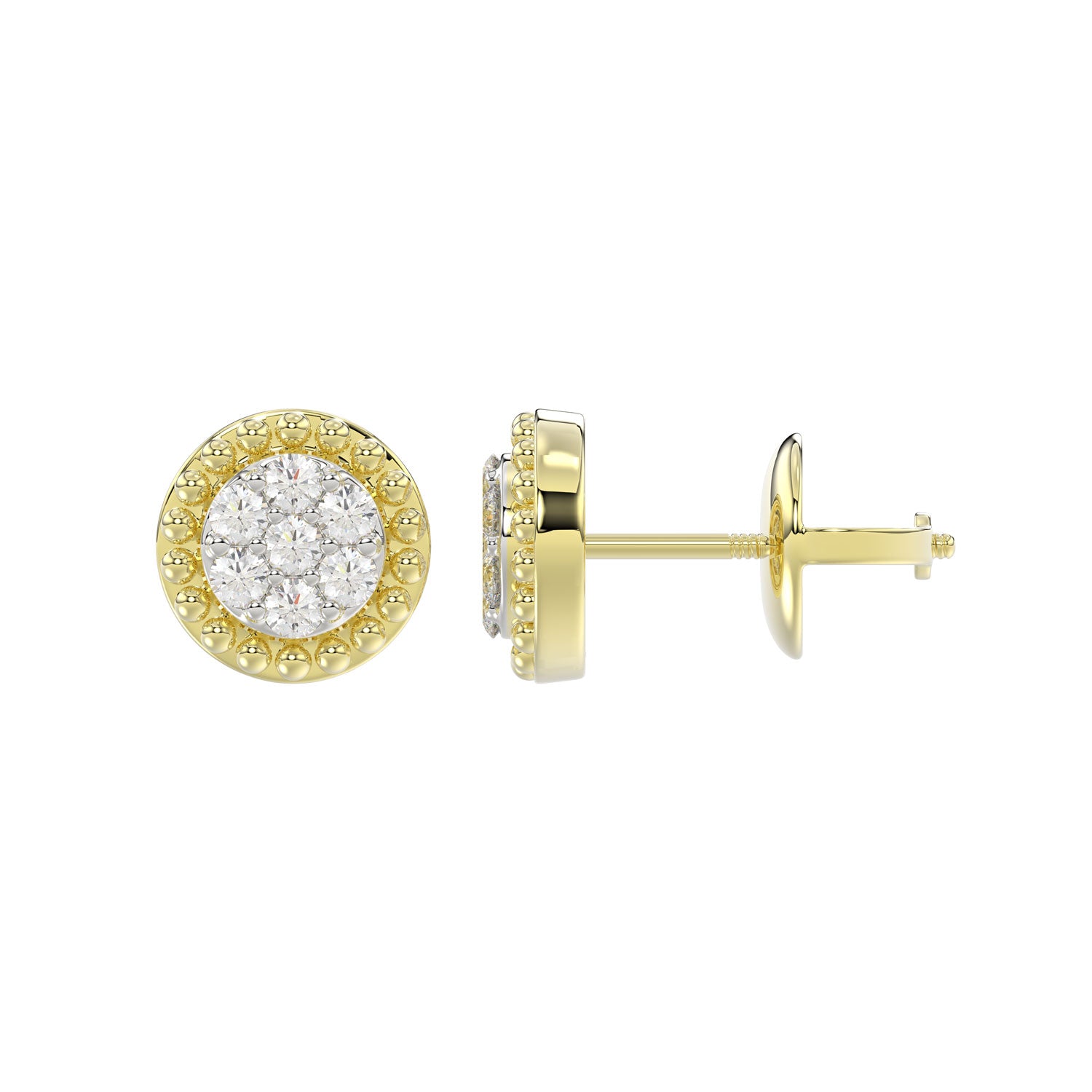 LADIES EARRINGS 0.20CT ROUND DIAMOND 14K YELLOW GOLD
