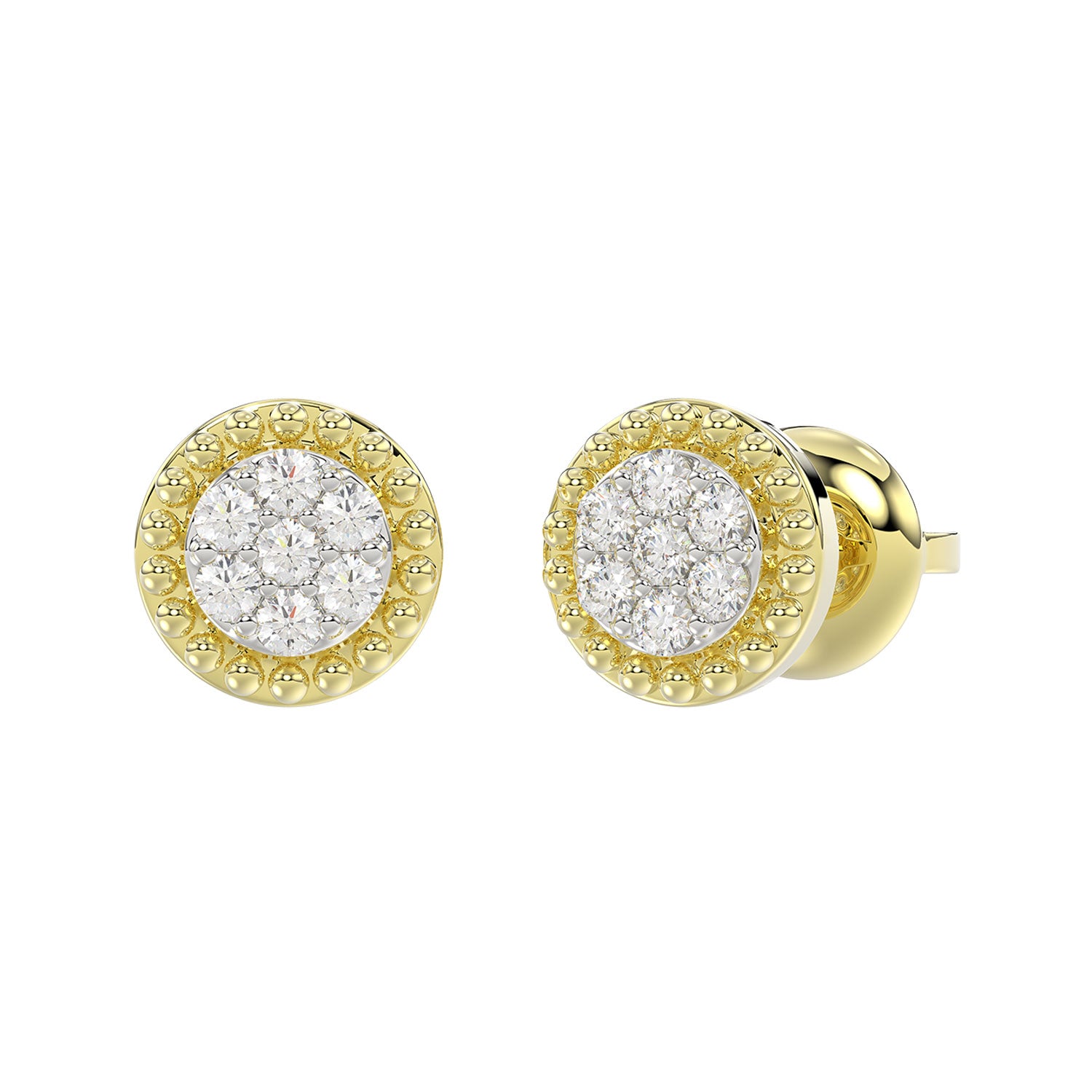 LADIES EARRINGS 0.20CT ROUND DIAMOND 14K YELLOW GOLD