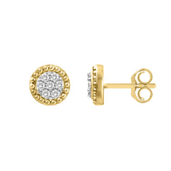 LADIES EARRINGS 0.20CT ROUND DIAMOND 14K YELLOW GOLD