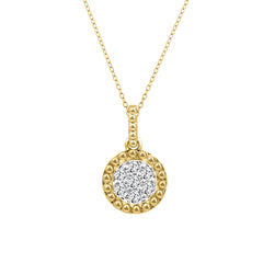 LADIES PENDANT WITH CHAIN 0.10CT ROUND DIAMOND 14K YELLOW GOLD