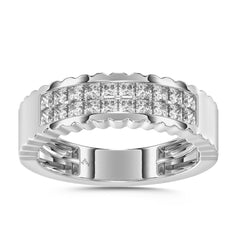 MEN'S BAND 1.00CT PRINCESS DIAMOND 14K WHITE GOLD