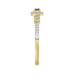 LADIES RING 0.33CT ROUND/GREEN EMERALD OVAL DIAMOND 14K YELLOW GOLD (CENTER STONE 0.15CT GREEN EMERALD OVAL DIAMOND)