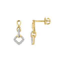 LADIES EARRINGS 0.16CT ROUND DIAMOND 10K YELLOW GOLD