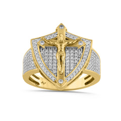 MEN'S RING 0.50CT ROUND DIAMOND 10K YELLOW GOLD