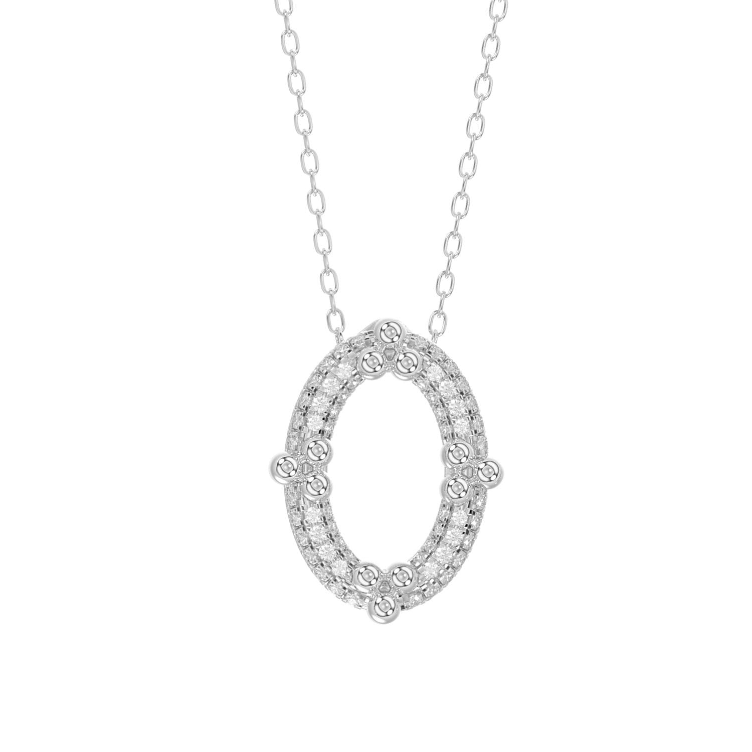 LADIES PENDANT WITH CHAIN 0.25CT ROUND DIAMOND 10K WHITE GOLD