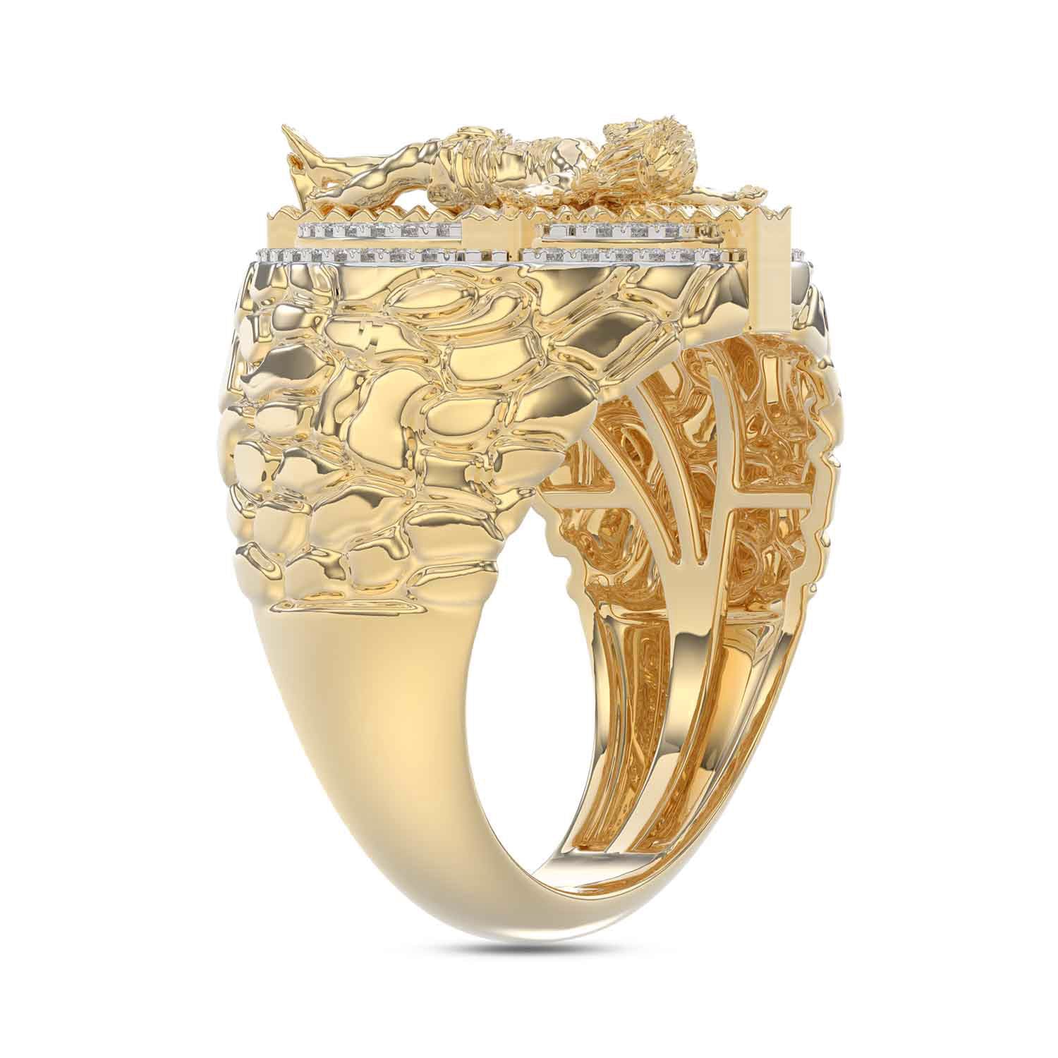 MEN'S RING 0.50CT ROUND DIAMOND 10K YELLOW GOLD