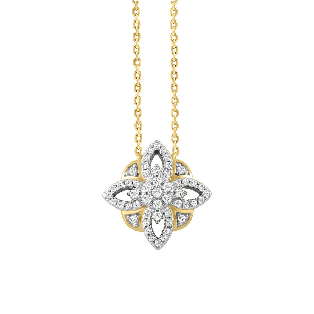 LADIES NECKLACE 0.25CT ROUND DIAMOND 10K YELLOW GOLD