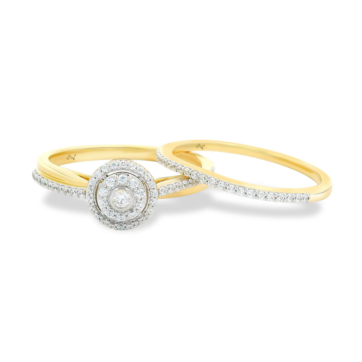 LADIES BRIDAL SET 0.33CT ROUND DIAMOND 14K YELLOW GOLD