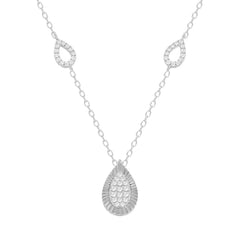 LADIES NECKLACE 0.25CT ROUND DIAMOND 10K WHITE GOLD