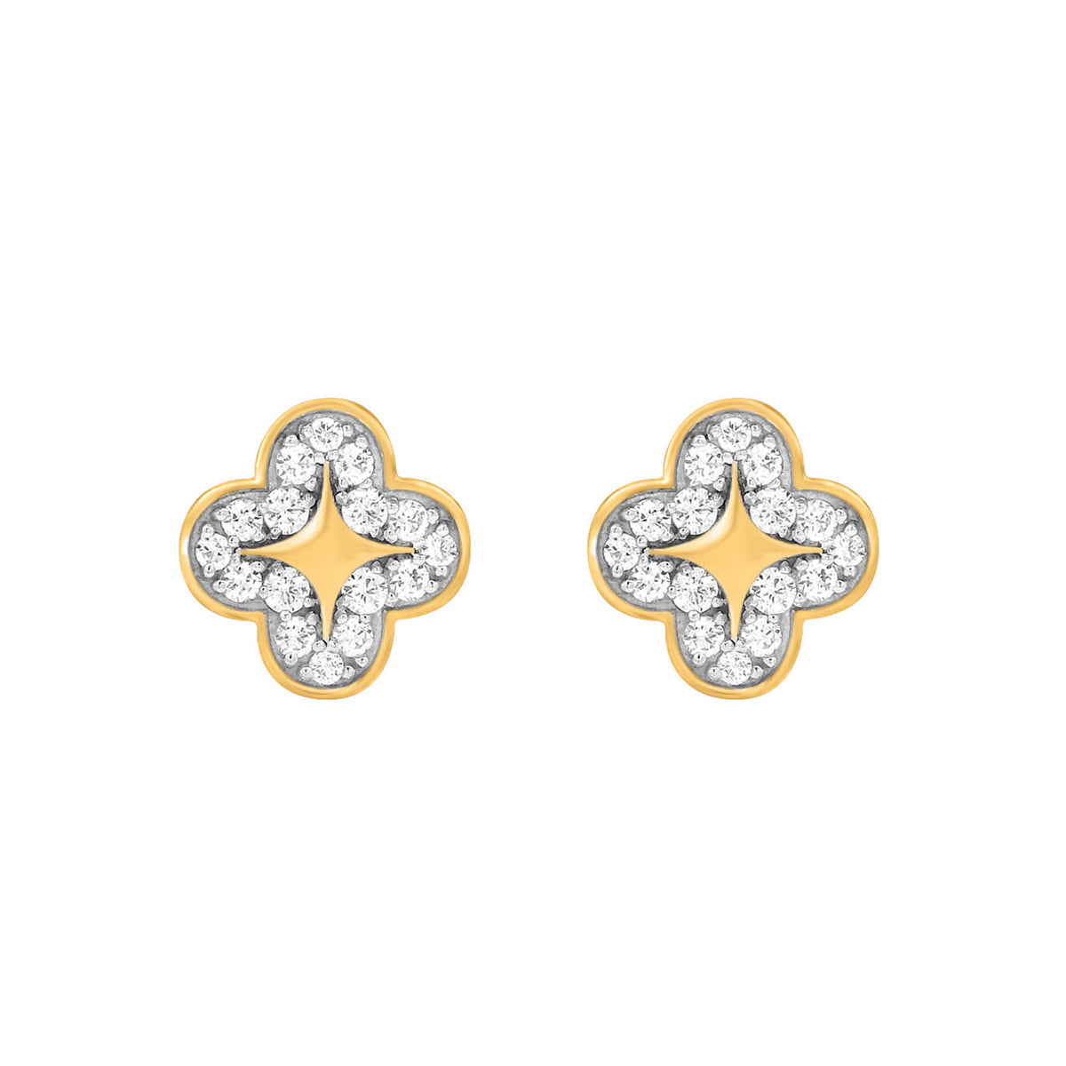 LADIES EARRINGS 0.20CT ROUND DIAMOND 10K YELLOW GOLD