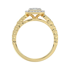LADIES RING 0.20CT ROUND/BAGUETTE DIAMOND 10K YELLOW GOLD