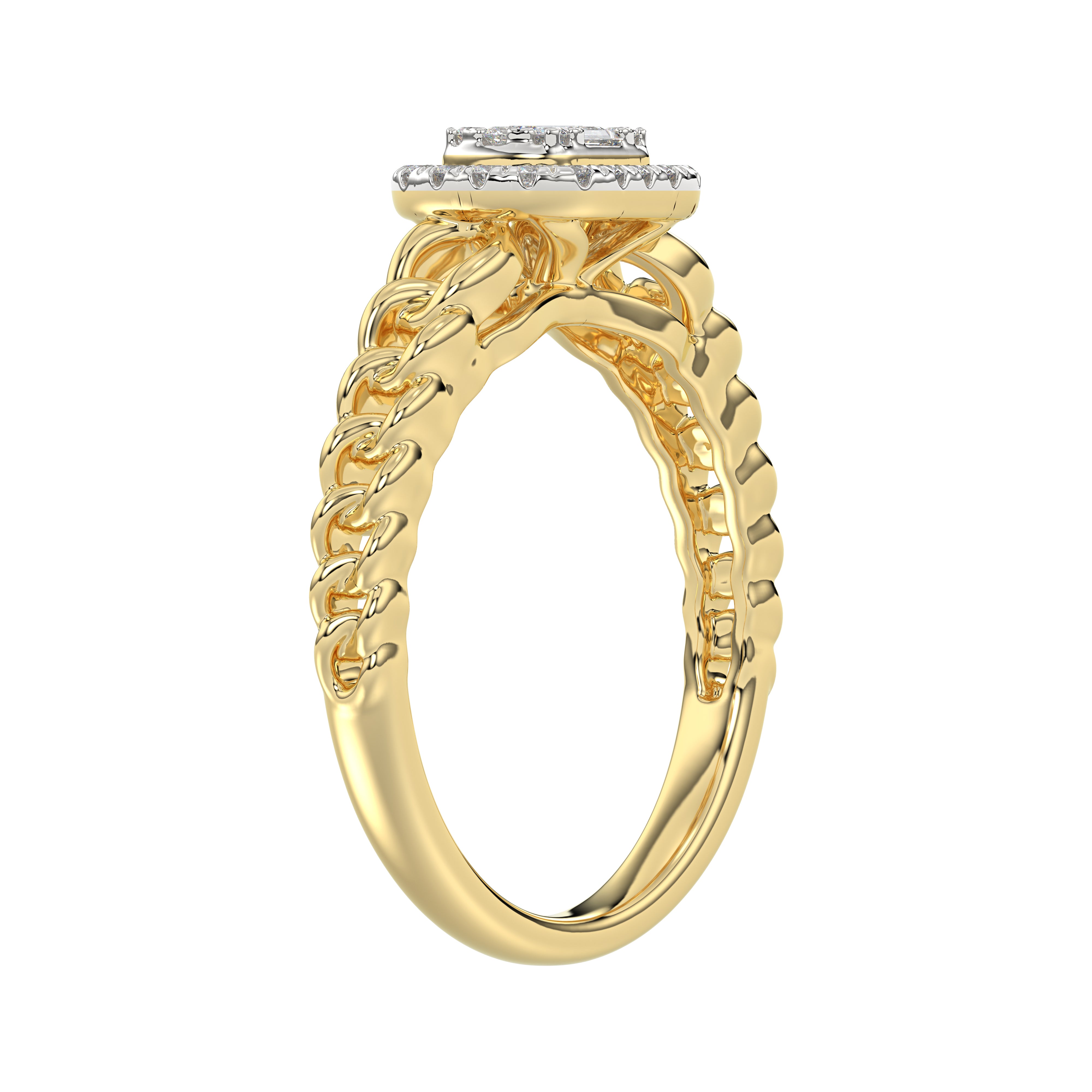 LADIES RING 0.20CT ROUND/BAGUETTE DIAMOND 10K YELLOW GOLD
