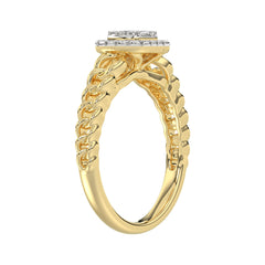 LADIES RING 0.20CT ROUND/BAGUETTE DIAMOND 10K YELLOW GOLD