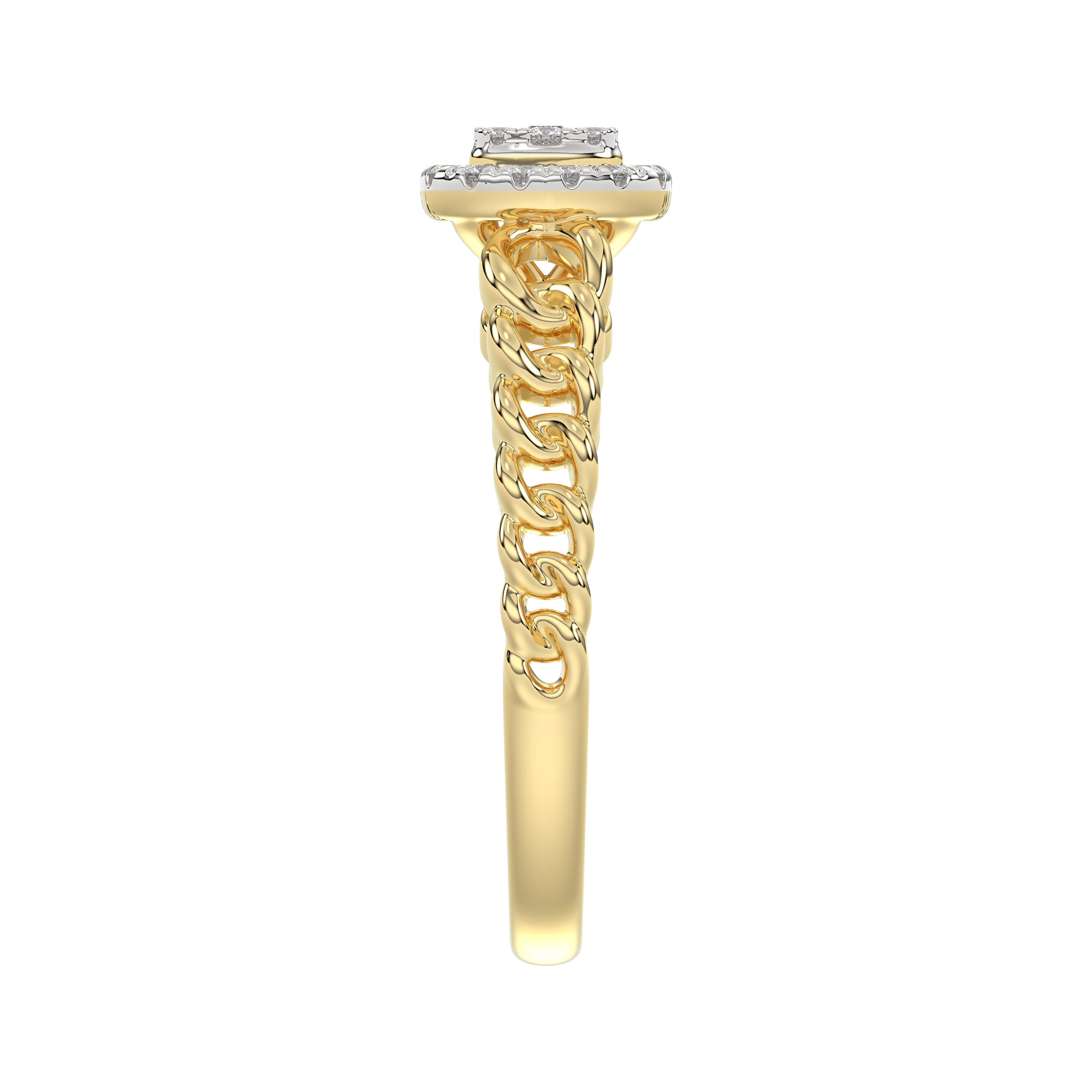LADIES RING 0.20CT ROUND/BAGUETTE DIAMOND 10K YELLOW GOLD
