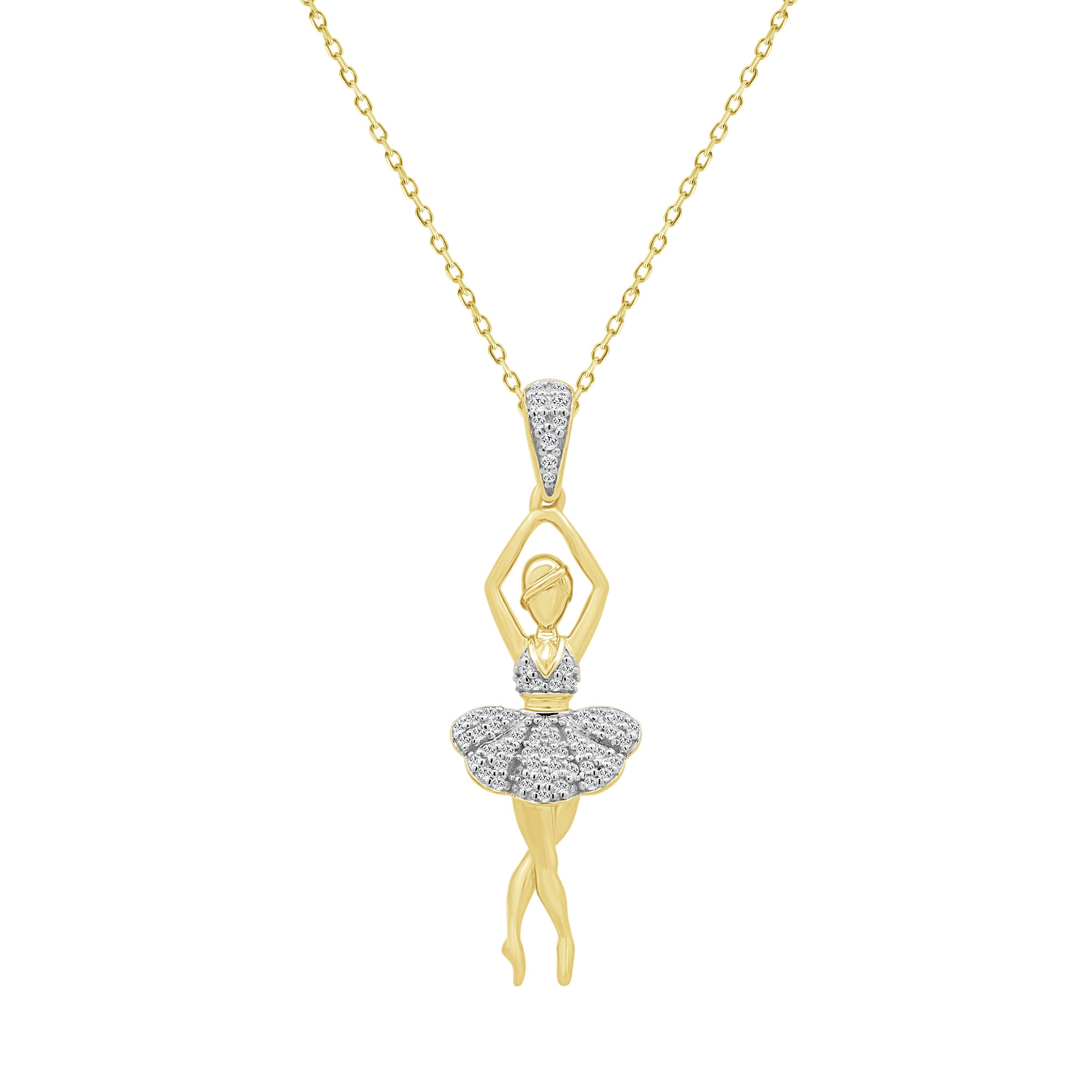 LADIES PENDANT WITH CHAIN 0.10CT ROUND DIAMOND 10K YELLOW GOLD