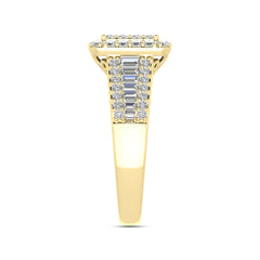 LADIES RING 1.00CT ROUND/BAGUETTE DIAMOND 10K YELLOW GOLD