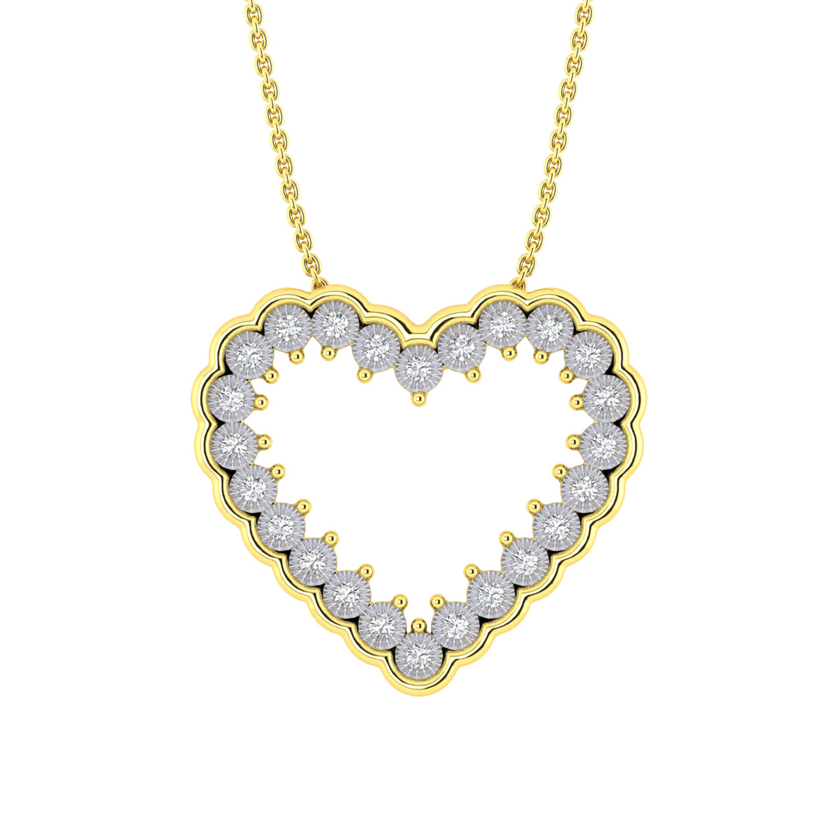 LADIES NECKLACE 0.20CT ROUND DIAMOND 10K YELLOW GOLD
