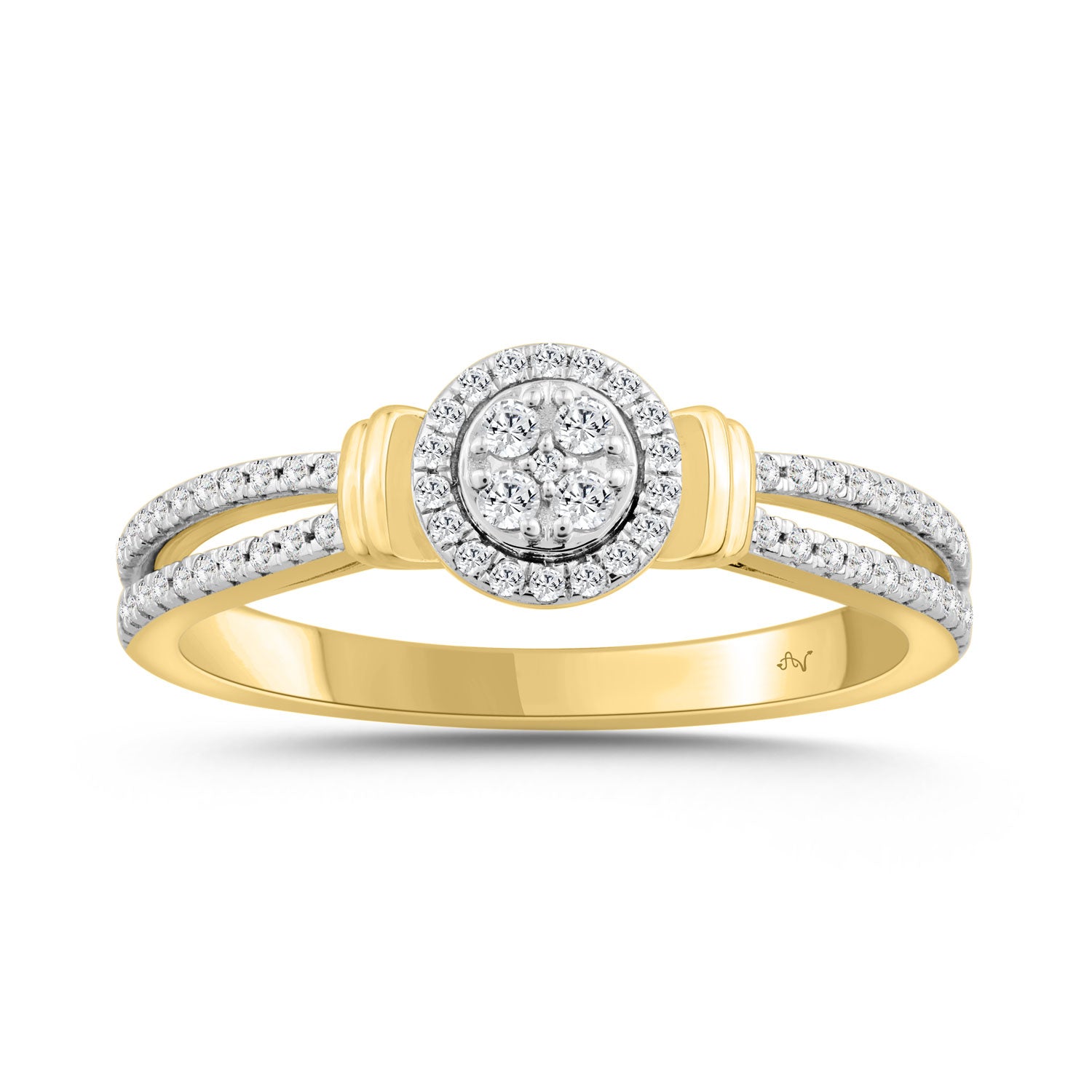 LADIES RING 0.25CT ROUND DIAMOND 10K YELLOW GOLD