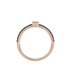 LADIES RING 0.50CT ROUND/ROUND BLUE/DARK BROWN DIAMOND 14K ROSE GOLD