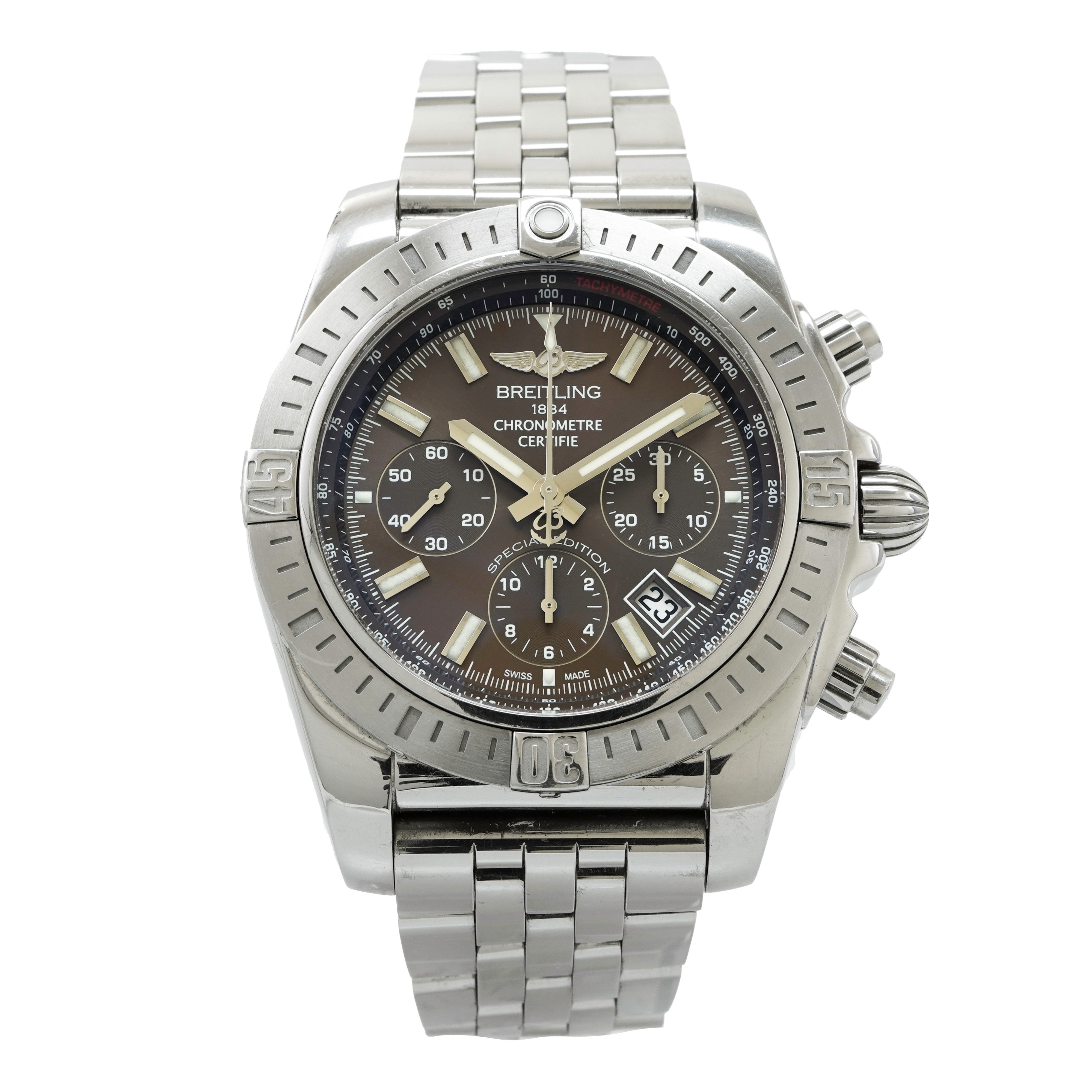 Breitling Airbourne 44mm Stainless Steel Black Dial Chronograph Watch AB0115
