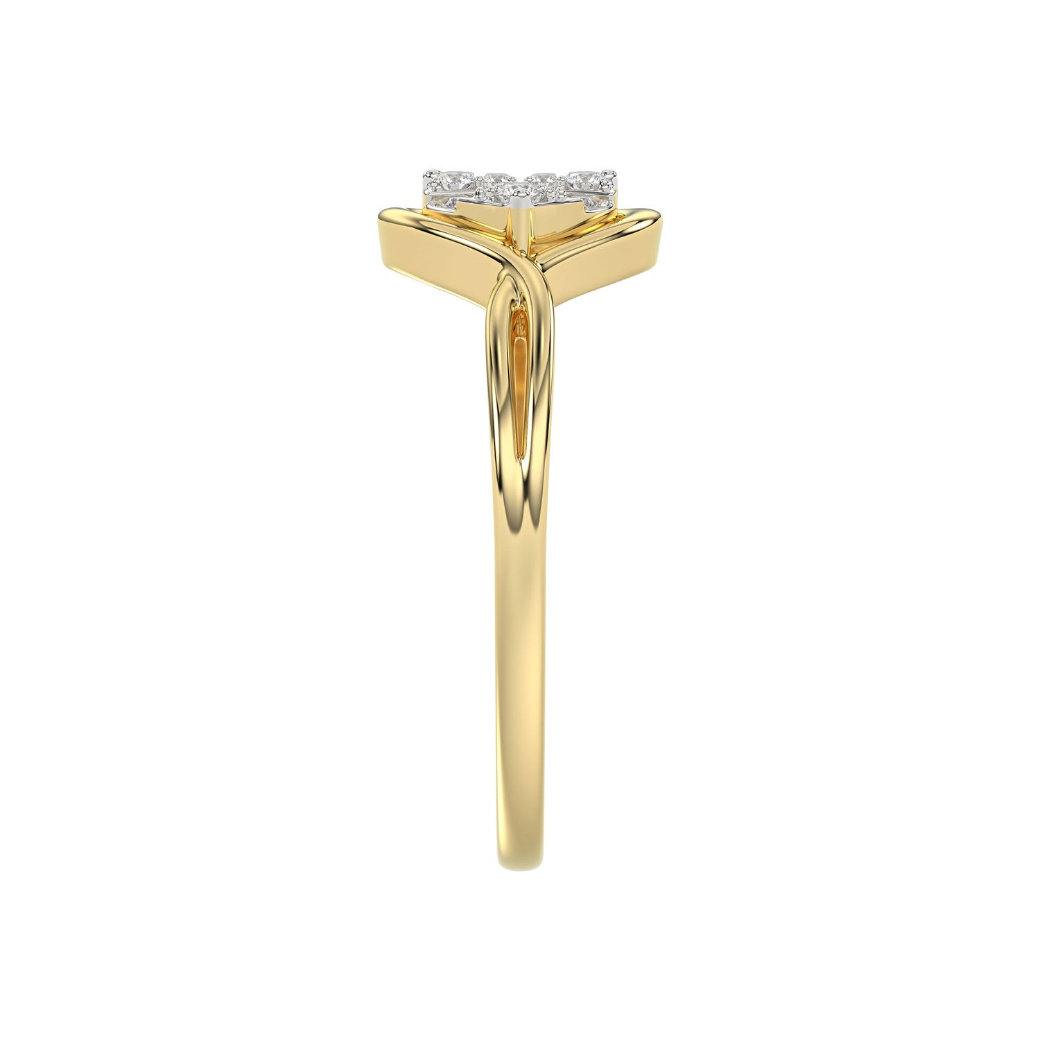 LADIES RING 0.15CT ROUND/BAGUETTE DIAMOND 10K YELLOW GOLD