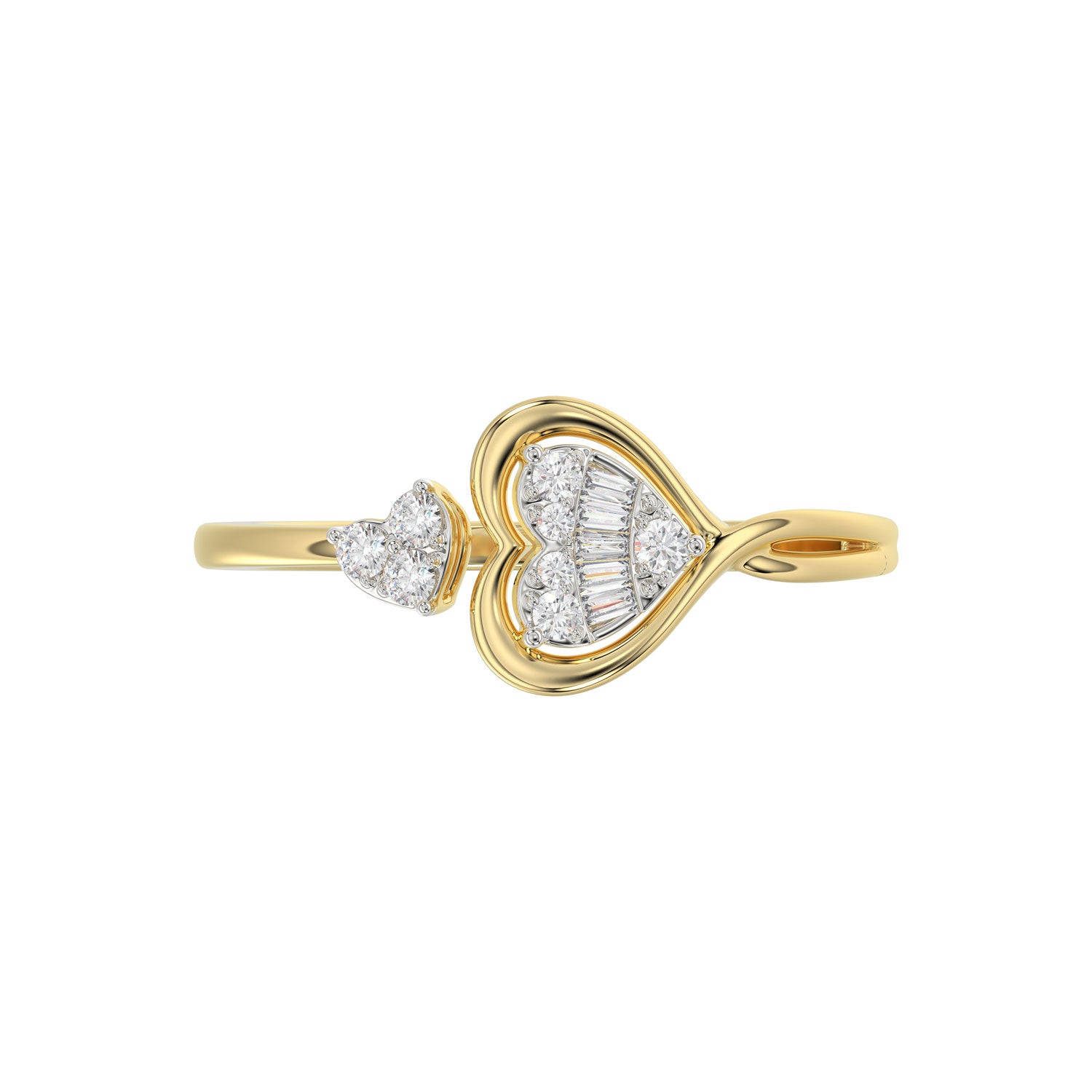 LADIES RING 0.15CT ROUND/BAGUETTE DIAMOND 10K YELLOW GOLD