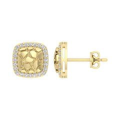 “Ladies Nugget Halo Fashion Earrings 0.25Ct Round Diamond 10K Yellow Gold – Fashionable Women’S Jewelry Gift