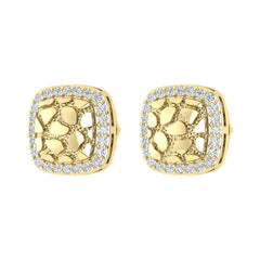 “Ladies Nugget Halo Fashion Earrings 0.25Ct Round Diamond 10K Yellow Gold – Fashionable Women’S Jewelry Gift