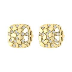 �Ladies Nugget-Fashion Earrings 0.15Ct Round Diamond 10K Yellow Gold � Elegant Women�S Fashion Jewelry Gift