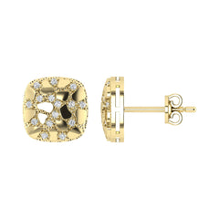 “Ladies Nugget-Fashion Earrings 0.15Ct Round Diamond 10K Yellow Gold – Elegant Women’S Fashion Jewelry Gift
