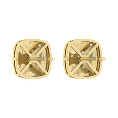 “Ladies Nugget-Fashion Earrings 0.15Ct Round Diamond 10K Yellow Gold – Elegant Women’S Fashion Jewelry Gift