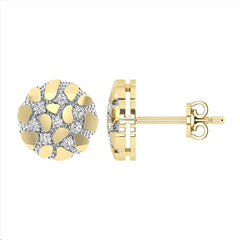 Ladies Nugget-Fashion Earrings 0.15Ct Round Diamond 10K Yellow Gold – Elegant Women’S Fashion Jewelry Gift
