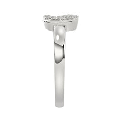 Ladies Lucky Horseshoe Fashion Ring 0.10Ct Round Diamond Sterling Silver White – Double Horseshoe Fashion Jewelry