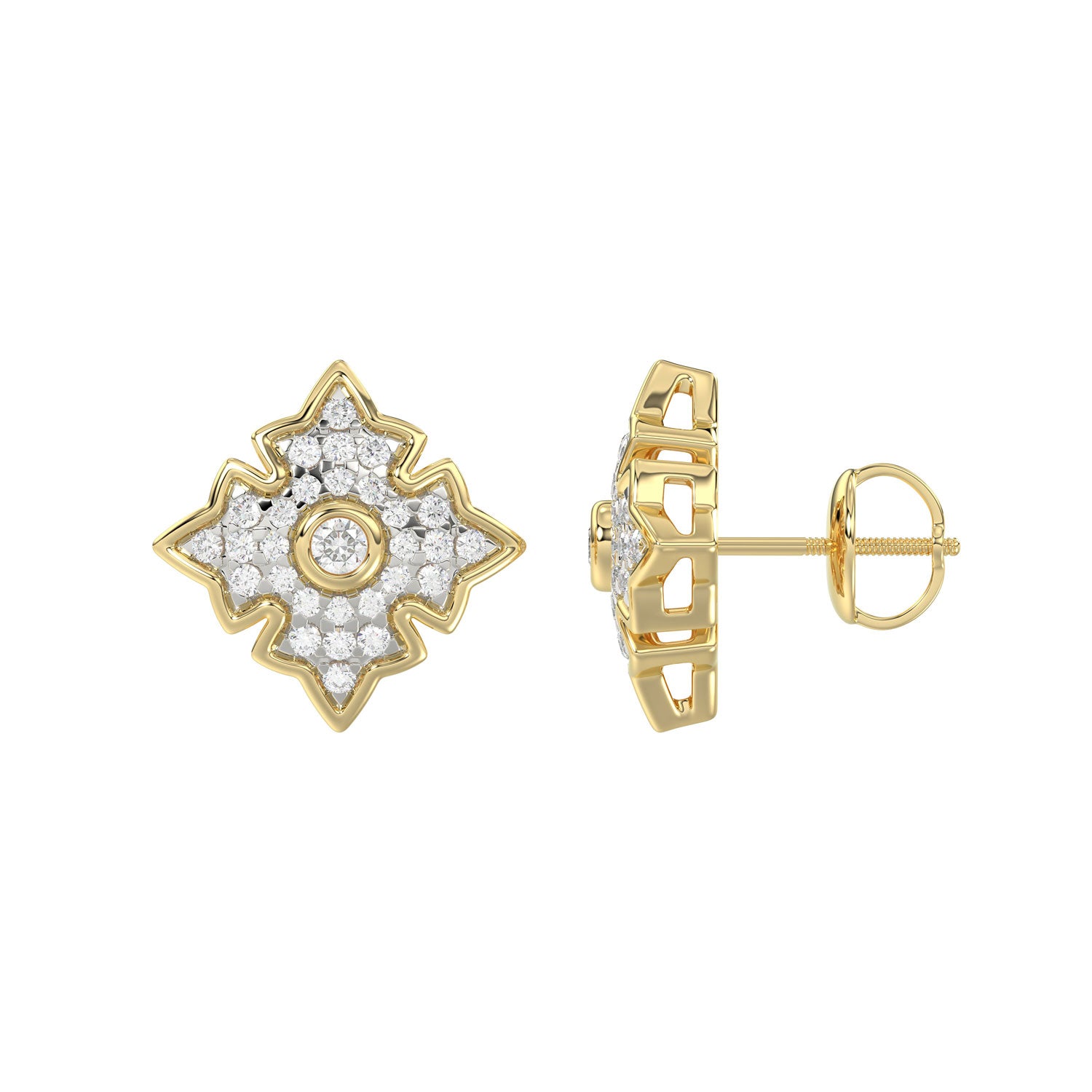 LADIES EARRING 0.25CT ROUND DIAMOND 10K YELLOW GOLD