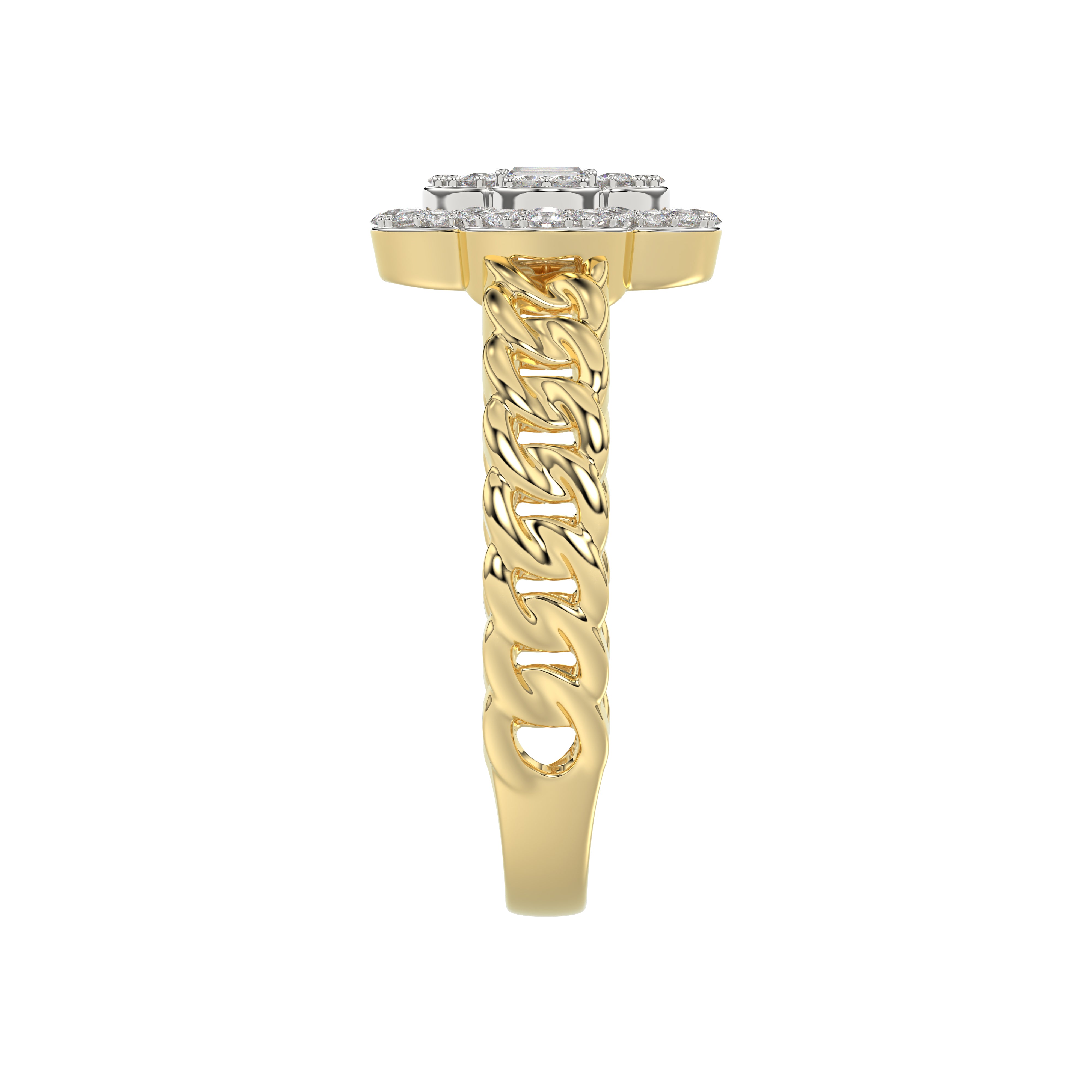 LADIES RING 0.25CT ROUND/BAGUETTE DIAMOND 10K YELLOW GOLD