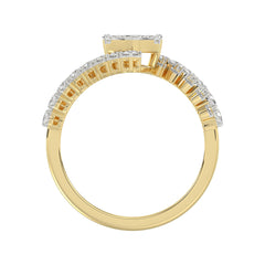 LADIES RING 0.65CT ROUND/BAGUETTE DIAMOND 14K YELLOW GOLD