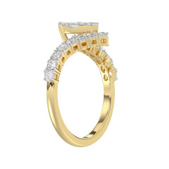 LADIES RING 0.65CT ROUND/BAGUETTE DIAMOND 14K YELLOW GOLD