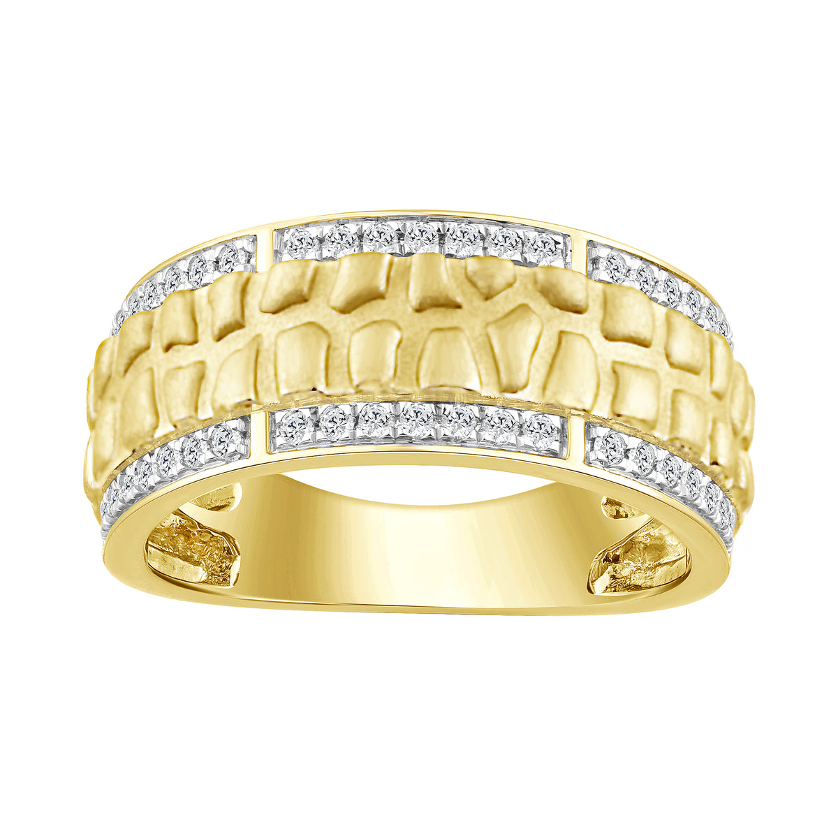 10K Yellow Gold Men'S 0.33CT Round Diamond Fashion Engagement Ring Elegant Wedding Jewelry