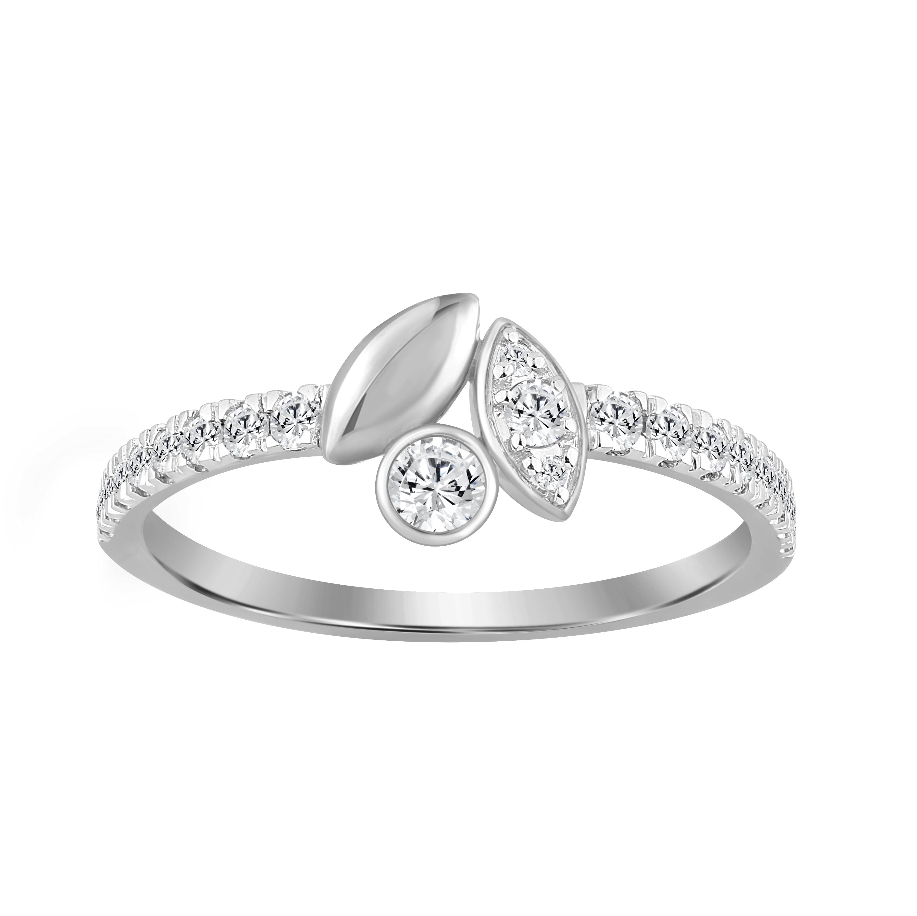 Elegance Ladies Round Diamond Cluster Fashion Ring In 10K White Gold � Marquise Design