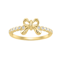 Classic 0.10Ct Round Diamond Ring In Yellow Gold  For Women