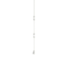14K White Gold 0.16Ct Ladies Pearl Necklace  Round Diamond Bezel Design