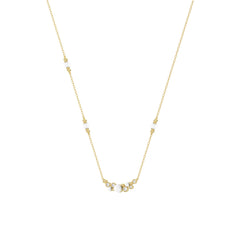 LADIES NECKLACE 0.16CT ROUND/PEARL DIAMOND 14K YELLOW GOLD