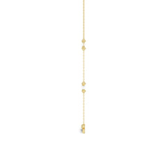 LADIES NECKLACE 0.16CT ROUND/PEARL DIAMOND 14K YELLOW GOLD
