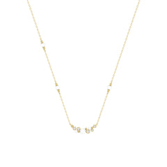 LADIES NECKLACE 0.16CT ROUND/PEARL DIAMOND 14K YELLOW GOLD