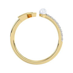 LADIES RING 0.10CT ROUND/PEARL DIAMOND 10K YELLOW GOLD