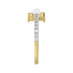 LADIES RING 0.10CT ROUND/PEARL DIAMOND 10K YELLOW GOLD