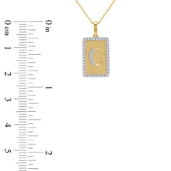 Elegant Ladies 0.20Ct Round Diamond “C Alphabet Fashion Pendant With Chain – 10K Yellow Gold